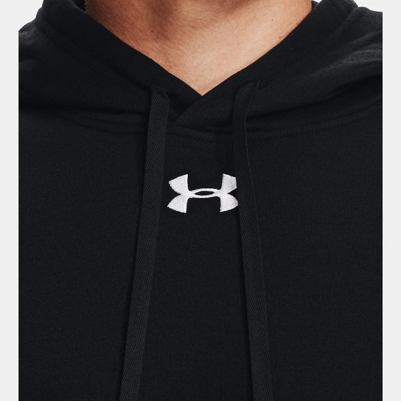 Men's UA Hustle Fleece Hoodie-‎ Black - Picture 8 of 11